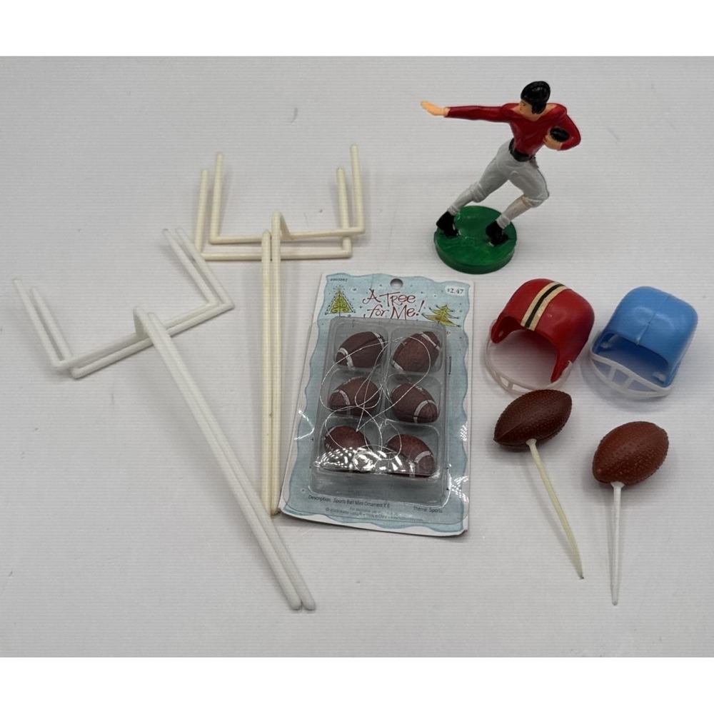 Vintage Bakery Crafts Figures Football Players Cake Cupcake Toppers Decorations